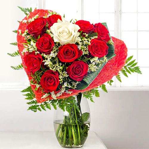 Heart Shaped Red Rose Arrangement
