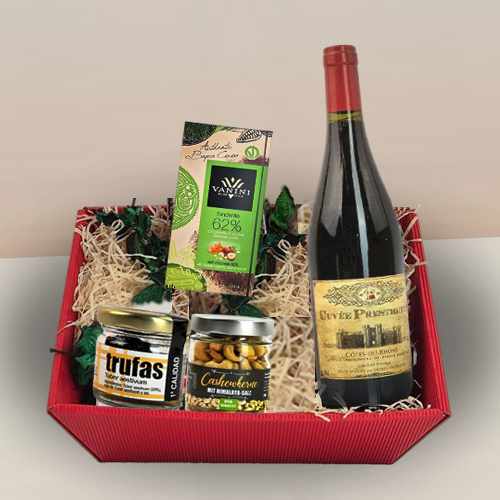 Red Wine N Chocolate Evening Basket