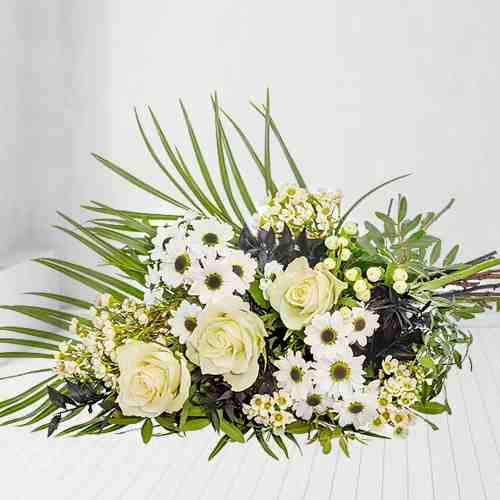 White Rose And Wax Flower Bouquet